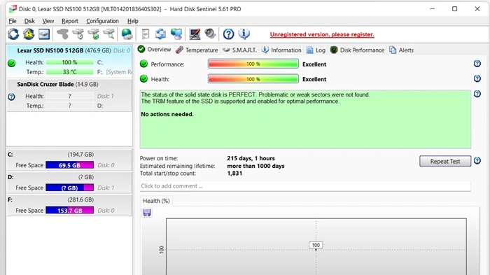 برنامه تست سلامت هارد دیسک لپ تاپ استوک