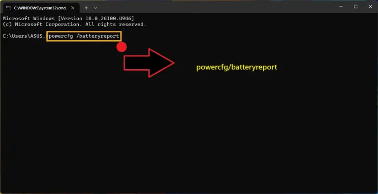 گزارش سلامت باتری لپ‌تاپ با دستور powercfg در ویندوز